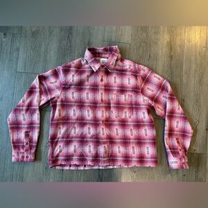 BDG/Urban Outfitters Logo Print Plaid Flannel Button-Up, Men’s Small